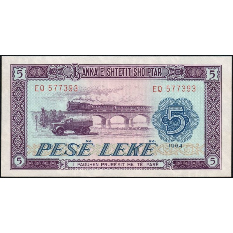 Albanie - Pick 35a - 5 lekë - Série EQ - 1964 - Etat : NEUF