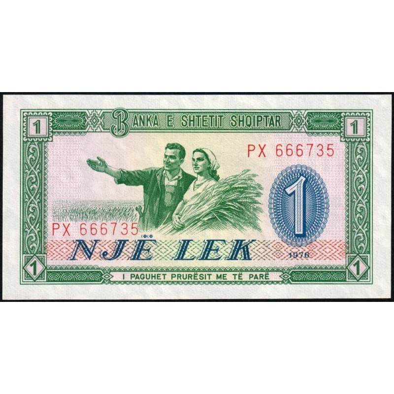 Albanie - Pick 40a - 1 lek - Série PX - 1976 - Etat : NEUF