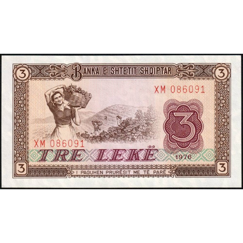 Albanie - Pick 41a - 3 lekë - Série XM - 1976 - Etat : NEUF