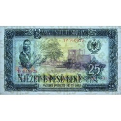 Albanie - Pick  44a - 25 lekë - Série YP - 1976 - Etat : NEUF