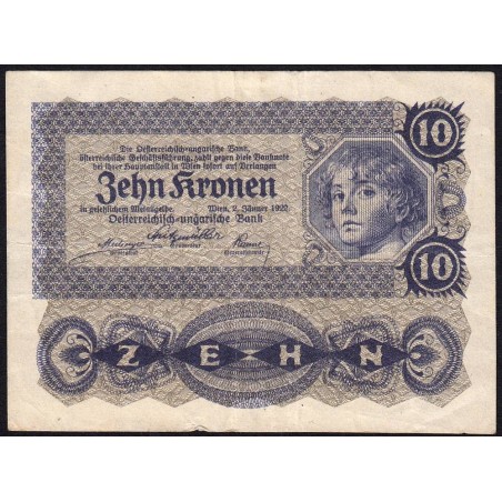 Autriche - Pick 75 - 10 kronen - Série 1014 - 02/01/1922 - Etat : TTB