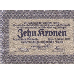 Autriche - Pick 75 - 10 kronen - Série 1014 - 02/01/1922 - Etat : TTB
