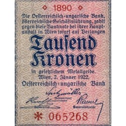 Autriche - Pick 78_1 - 1'000 kronen - Série 1890 - 02/01/1922 - Etat : TTB