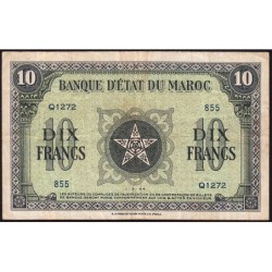 Maroc - Pick 25_3 - 10 francs - Série Q1272 - 01/03/1944 - Etat : TTB-