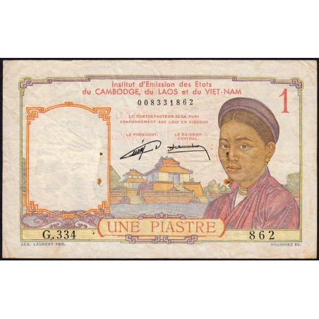 Indochine Française - Pick 92 - 1 piastre - Série G.334 - 1953 - Etat : TB