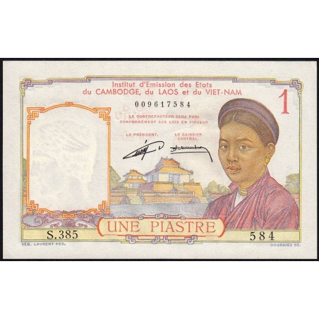 Indochine Française - Pick 92 - 1 piastre - Série S.385 - 1953 - Etat : NEUF