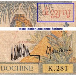 Indochine Française - Pick 55a - 5 piastres - Série K.281 - 1936 - Etat : B-
