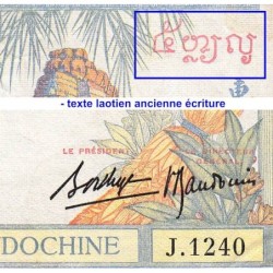 Indochine Française - Pick 55b - 5 piastres - Série J.1240 - 1937 - Etat : TTB-