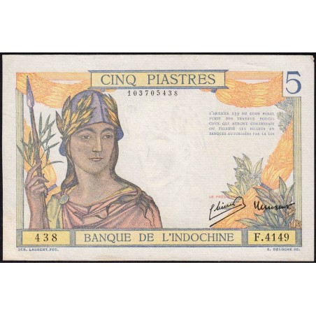 Indochine Française - Pick 55c - 5 piastres - Série F.4149 - 1946 - Etat : SUP+