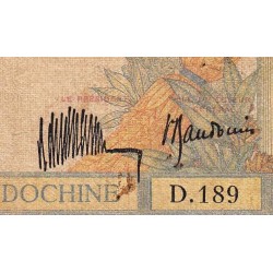 Indochine Française - Pick 53a - 5 piastres - Série D.189 - 1934 - Etat : B+
