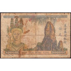 Indochine Française - Pick 55d - 5 piastres - Série W.4871 (remplacement) - 1946 - Etat : B-