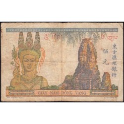 Indochine Française - Pick 55d - 5 piastres - Série O.4968 - 1946 - Etat : B