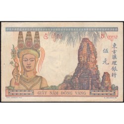 Indochine Française - Pick 55d - 5 piastres - Série O.5082 - 1946 - Etat : TTB
