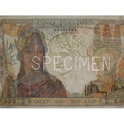 Indochine Française - Pick 53s - 5 piastres - Série 0.00 - 1934 - Spécimen - Etat : SUP+
