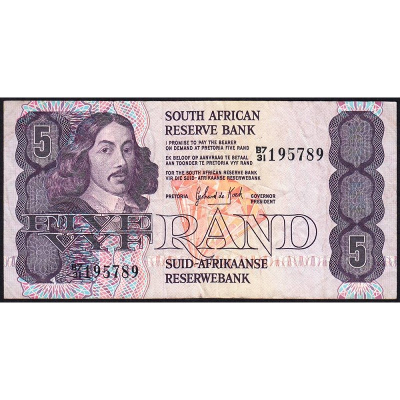Afrique du Sud - Pick 119c - 5 rand - Série B7/31 - 1982 - Etat : TB
