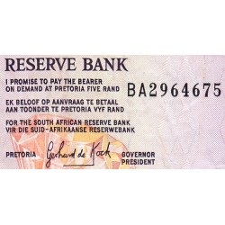 Afrique du Sud - Pick 119d - 5 rand - Série BA - 1989 - Etat : TB+