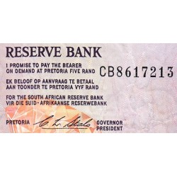 Afrique du Sud - Pick 119e - 5 rand - Série CB - 1990 - Etat : TB