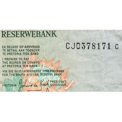 Afrique du Sud - Pick 120d - 10 rand - Série CJ C - 1985 - Etat : TB