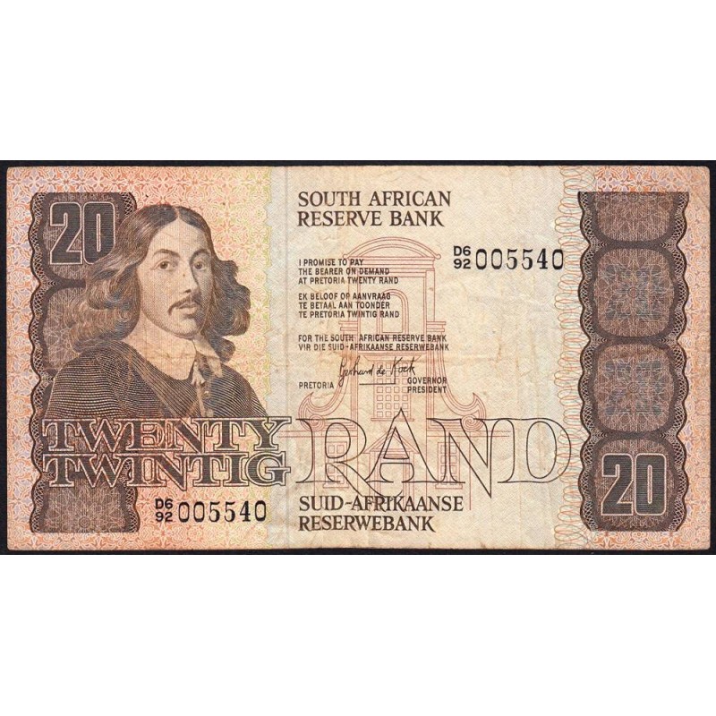 Afrique du Sud - Pick 121c - 20 rand - Série D6/92 - 1982 - Etat : TB