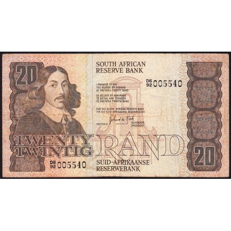 Afrique du Sud - Pick 121c - 20 rand - Série D6/92 - 1982 - Etat : TB