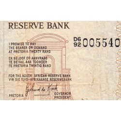 Afrique du Sud - Pick 121c - 20 rand - Série D6/92 - 1982 - Etat : TB