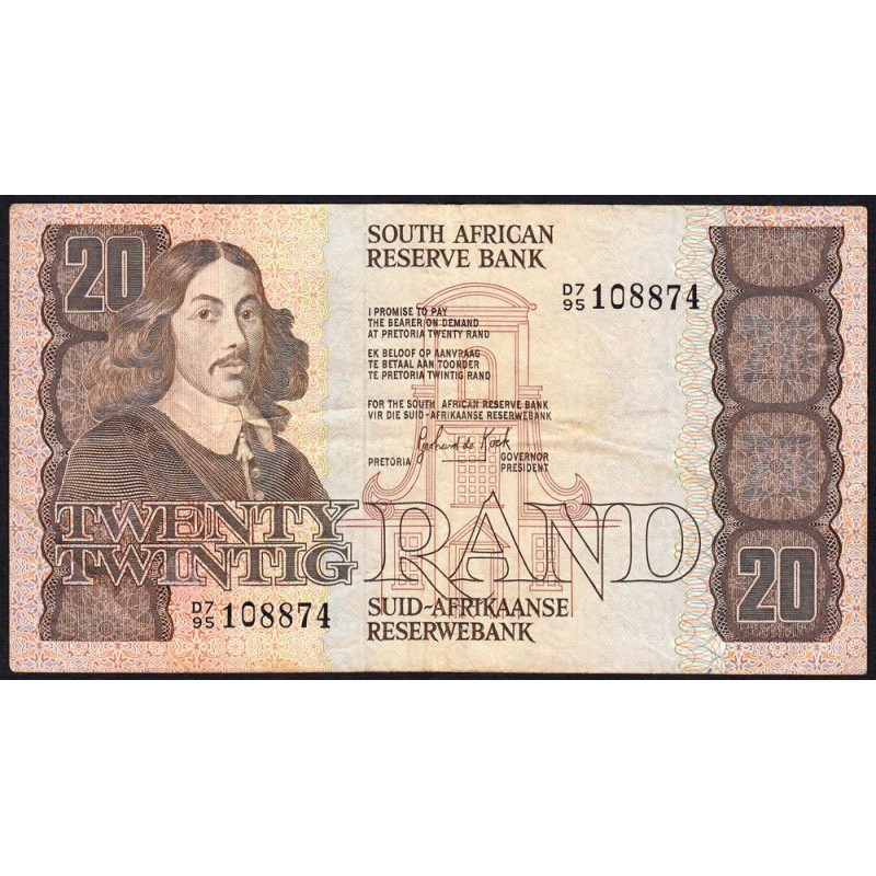 Afrique du Sud - Pick 121c - 20 rand - Série D7/95 - 1982 - Etat : TB