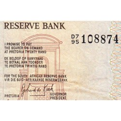 Afrique du Sud - Pick 121c - 20 rand - Série D7/95 - 1982 - Etat : TB