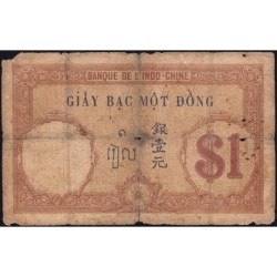 Indochine Française - Pick 48b - 1 piastre - Série G.4648 - 1927 - Etat : AB