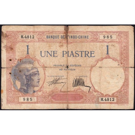 Indochine Française - Pick 48b - 1 piastre - Série H.4812 - 1927 - Etat : B