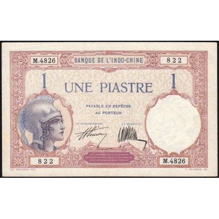 Indochine Française - Pick 48b - 1 piastre - Série M.4826 - 1927 - Etat : SPL