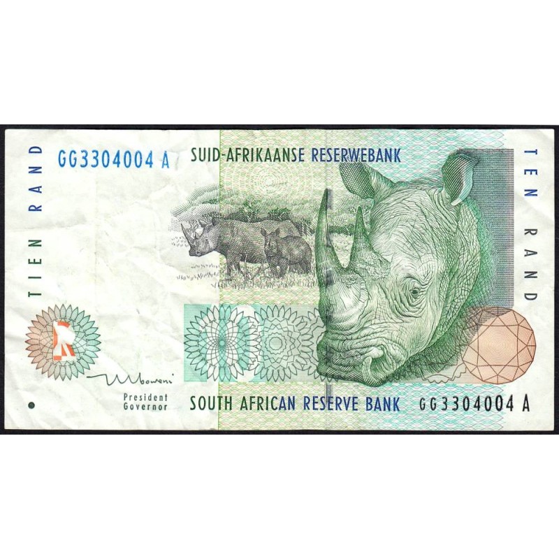 Afrique du Sud - Pick 123b - 10 rand - Série GG A - 1999 - Etat : B+