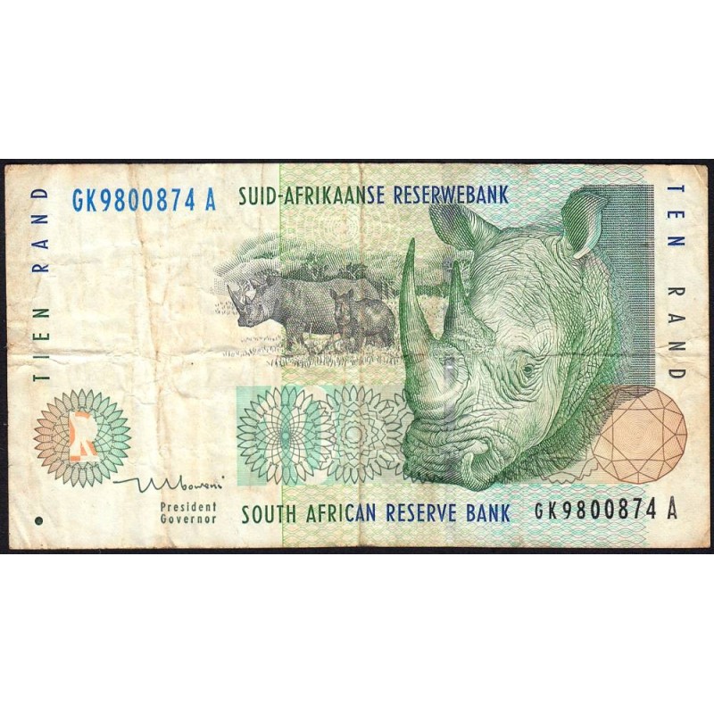 Afrique du Sud - Pick 123b - 10 rand - Série GK A - 1999 - Etat : B