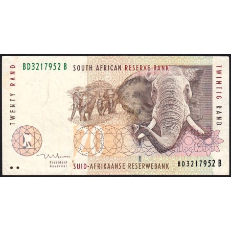 Afrique du Sud - Pick 124b - 20 rand - Série BD B - 1999 - Etat : TTB-
