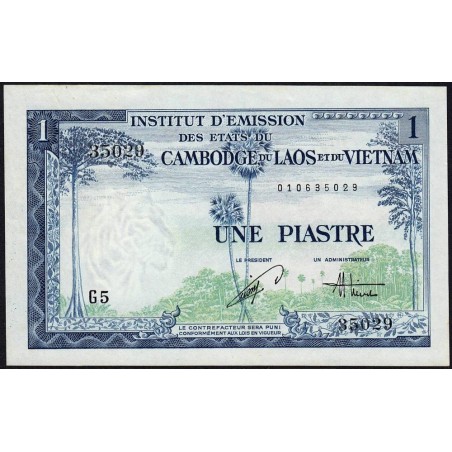 Indochine Française - Vietnam - Pick 105 - 1 piastre - Série G5 - 1954 - Etat : SPL