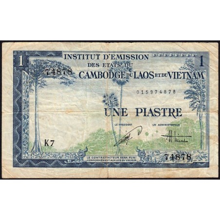 Indochine Française - Vietnam - Pick 105 - 1 piastre - Série K7 - 1954 - Etat : TB-