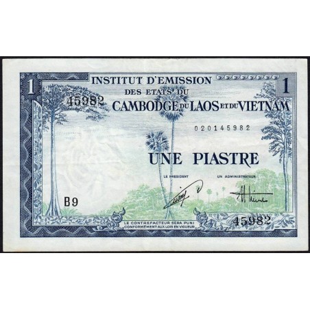 Indochine Française - Vietnam - Pick 105 - 1 piastre - Série B9 - 1954 - Etat : TTB