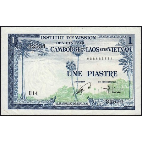 Indochine Française - Vietnam - Pick 105 - 1 piastre - Série O14 - 1954 - Etat : TTB+