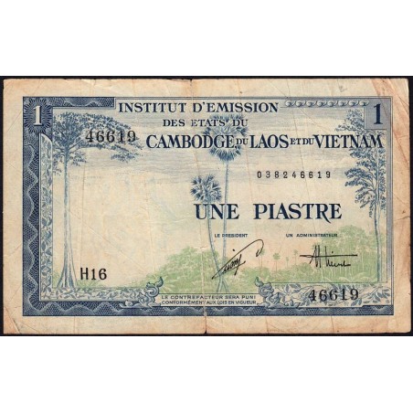 Indochine Française - Vietnam - Pick 105 - 1 piastre - Série H16 - 1954 - Etat : TB-