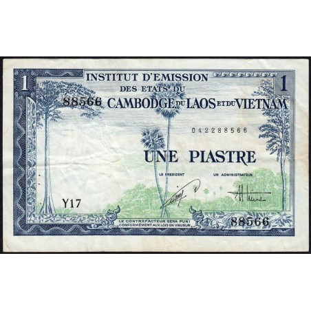 Indochine Française - Vietnam - Pick 105 - 1 piastre - Série Y17 - 1954 - Etat : TB