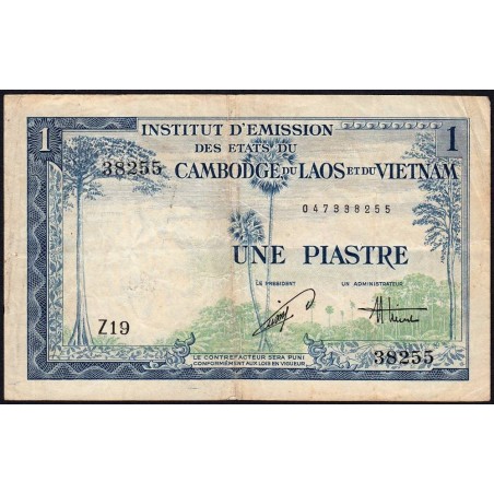 Indochine Française - Vietnam - Pick 105 - 1 piastre - Série Z19 - 1954 - Etat : TB