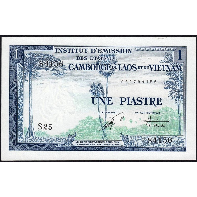 Indochine Française - Vietnam - Pick 105 - 1 piastre - Série S25 - 1954 - Etat : NEUF