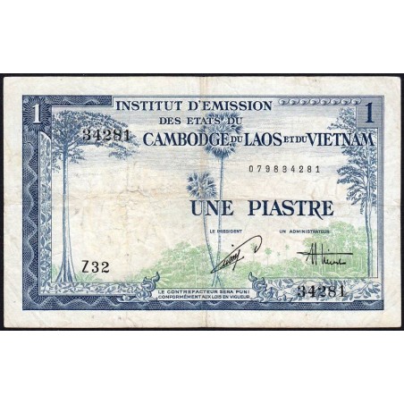 Indochine Française - Vietnam - Pick 105 - 1 piastre - Série Z32 - 1954 - Etat : TB