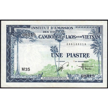 Indochine Française - Vietnam - Pick 105 - 1 piastre - Série M35 - 1954 - Etat : TTB+