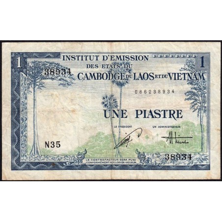 Indochine Française - Vietnam - Pick 105 - 1 piastre - Série N35 - 1954 - Etat : TB-