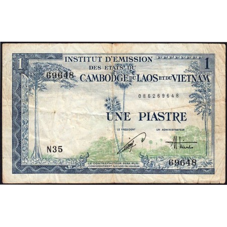 Indochine Française - Vietnam - Pick 105 - 1 piastre - Série N35 - 1954 - Etat : TB-