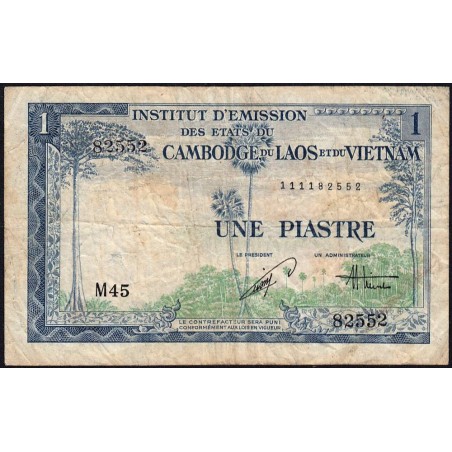 Indochine Française - Vietnam - Pick 105 - 1 piastre - Série M45 - 1954 - Etat : B