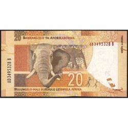 Afrique du Sud - Pick 134 - 20 rand - Série AD B - 2012 - Etat : NEUF