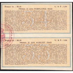 Roumanie - Paire de coupons - 89,35 francs - 1945-1946 - Etat : SUP