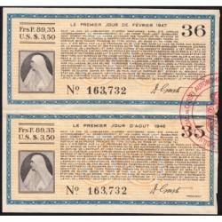 Roumanie - Paire de coupons - 89,35 francs - 1946-1947 - Etat : TTB