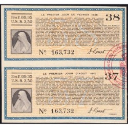 Roumanie - Paire de coupons - 89,35 francs - 1947-1948 - Etat : SUP